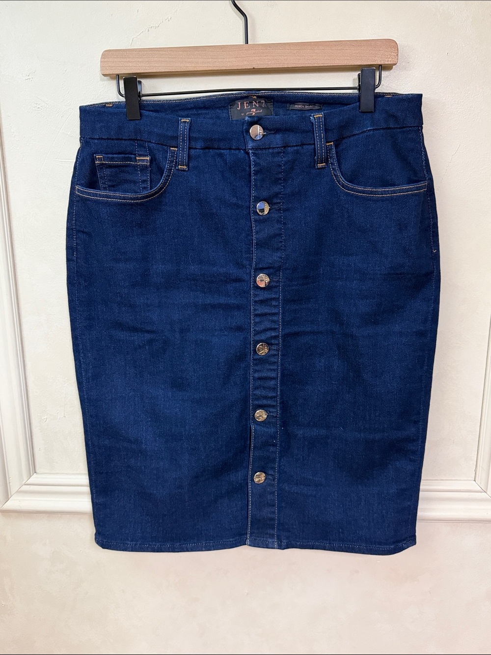 JEN7 by 7 For All Mankind Button Front Pencil Jean Skirt